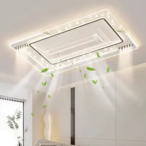 JACKSUN Square Iron Flush Mount Blade-less Fan Ceiling LED Light With Remote Control 6 Speed Fan Fan Ceiling Lamp Dimming
