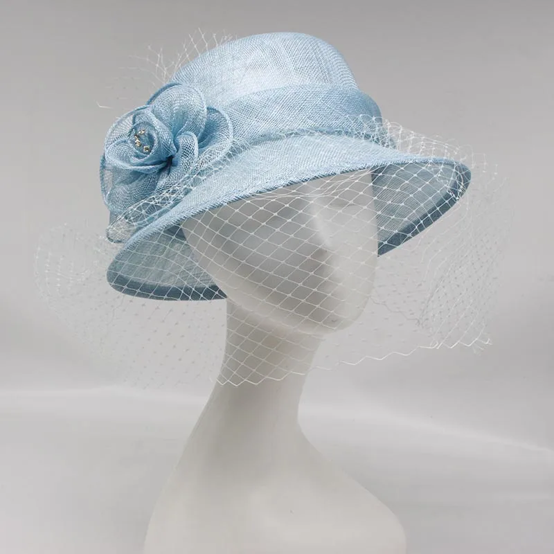 Light Blue Sinamay Mesh Veil - Perfect for Formal Occasions display picture 1