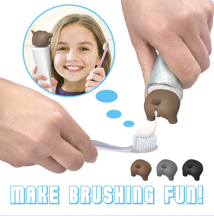 Silicone Pooping Dog Butt Shaped Toothpaste Dispenser Covers Mess Free