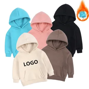 Autumn Solid Color Custom LOGO Unisec Children Sport Clothing Kids Hoodie With Pocket