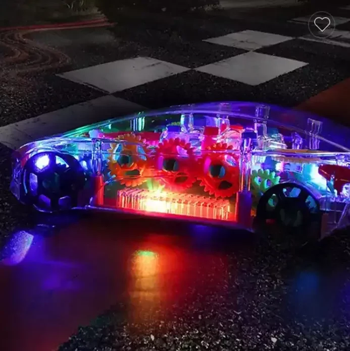 ITTL Educational Music Universal Wheel BO Transparent Dazzling Flashing Colorful Lights Gear Concept Racing Car Toys