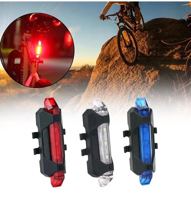 Outdoor Portable LED Front Rear Bicycle Light Flashlight USB Rechargeable IP65 Waterproof Cycling bike light set accessories details