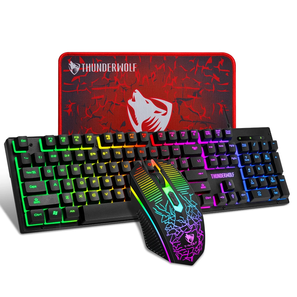 T-WOLF TF31 Wired Gaming Keyboard and Mouse Combo - 104 Keys RGB