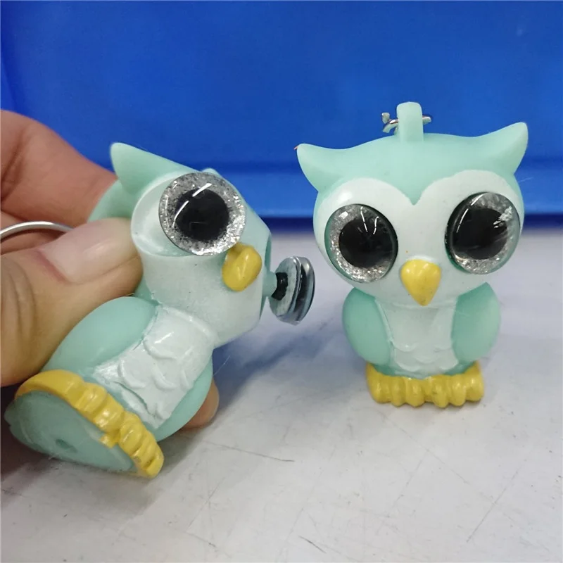 PRETYZOOM Set 4 Portachiavi Gufo - Ciondoli Animali Per Borsa, Zaino E Chiavi - Colori Nero, Grigio, Blu, Rosa