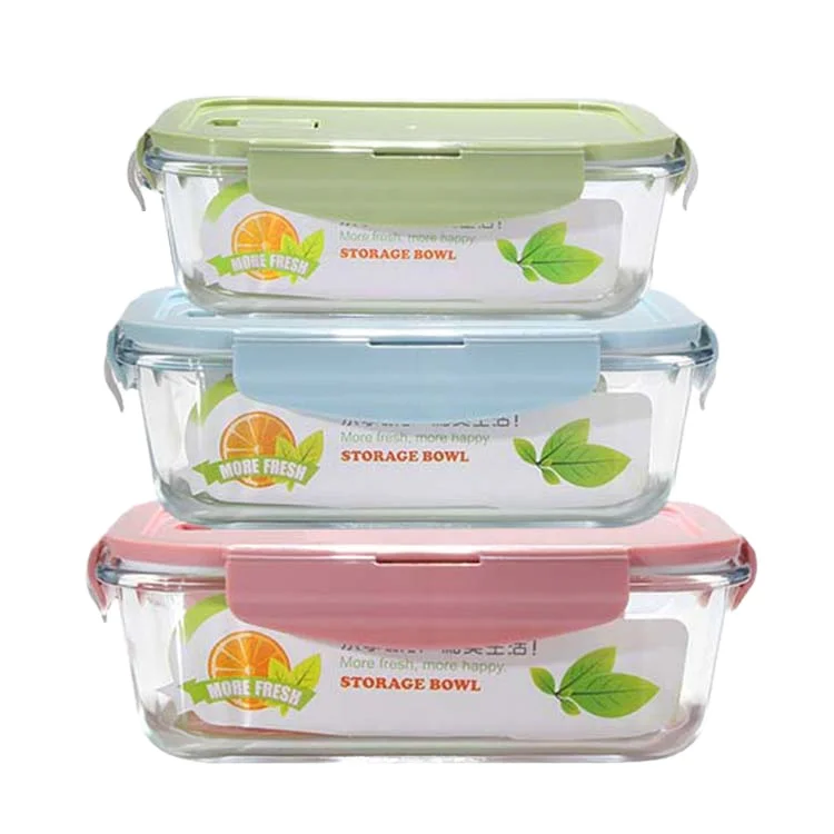 Wholesale 410ml 700ml 1040ml Airtight Glass Meal Prep Containers Plastic Lid Microwave Dishwasher Safe 3 Compartments Lunch Box