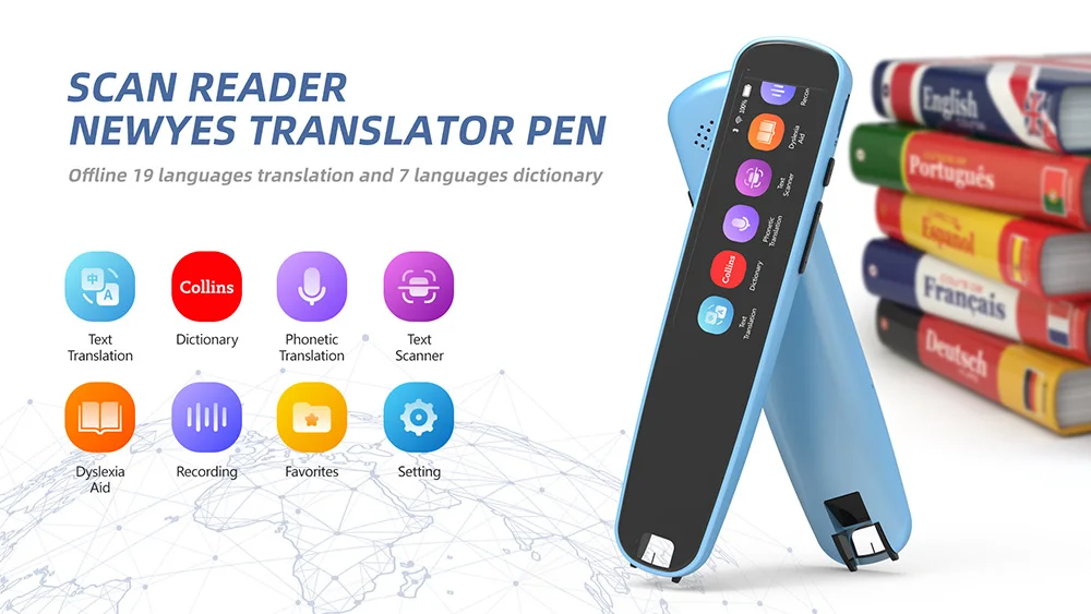 newyes dislessia leggere penna intelligente traduttore vocale bidirezionale  in tempo reale 112 lingue traduzione