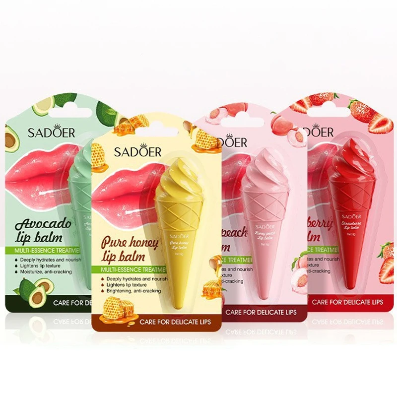 OEM SADOER Stik Bibir Strawberi Vitamin C Tahan Lama Melembap Sunscreen Baik Pemulihan Dalam Melembap Balsem Bibir Aiskrim