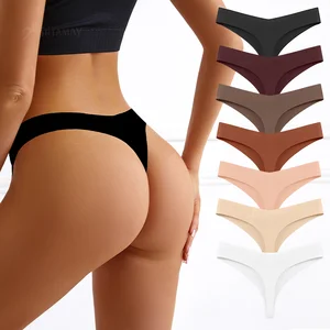 Bell Fenny Factory Wholesale Logo Label Custom Women Thongs V String Panties Seamless Soft Women Ice Silk Underwear