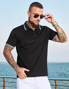 High Quality Polo Mens Shirt Striped Collar Men's Polo Shirts Cotton Polyester Premium Us Knit Golf Polo Shirts for Men