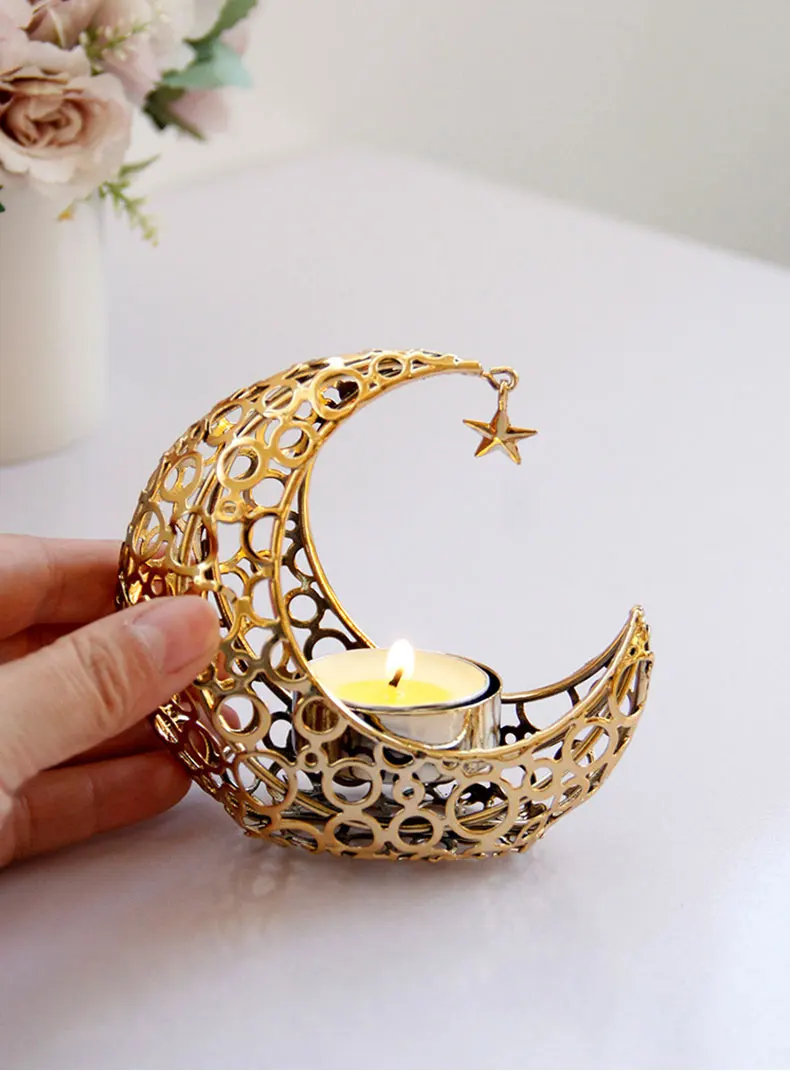 Redeco Wholesale Luxury Moon Star Candle Holder Black Golden Candle ...