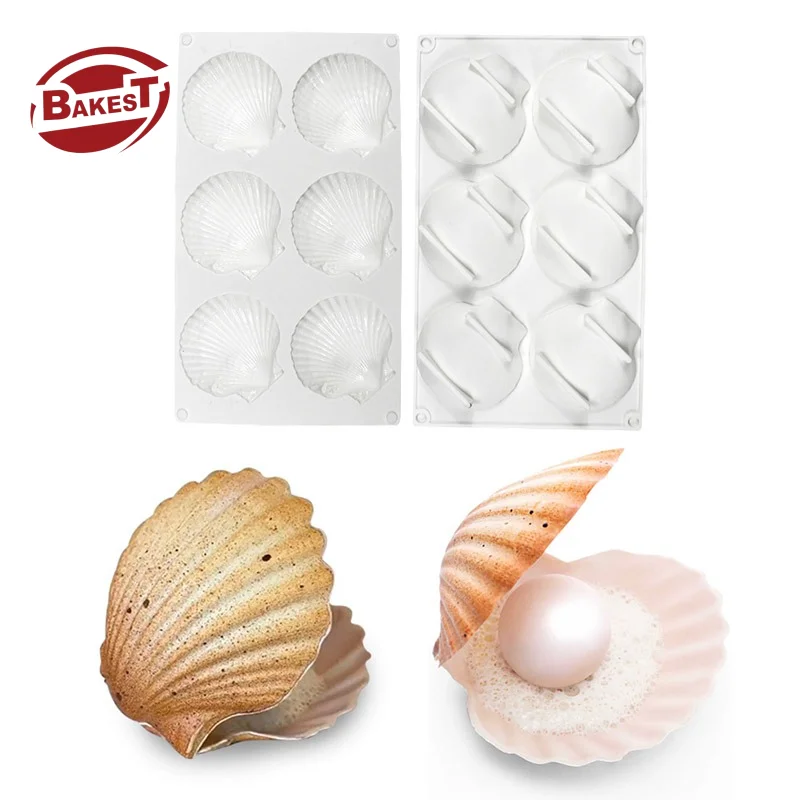 Creative Large Shell Pearl 3D Mold Custom Design French Mousse Cake Dessert Chocolate Silicone Tray Multi-Functional Silhouette
