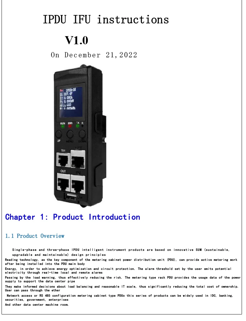 Smart PDU Meter Ethernet Port TCP SNMP 485MODBUS - 3PHASE