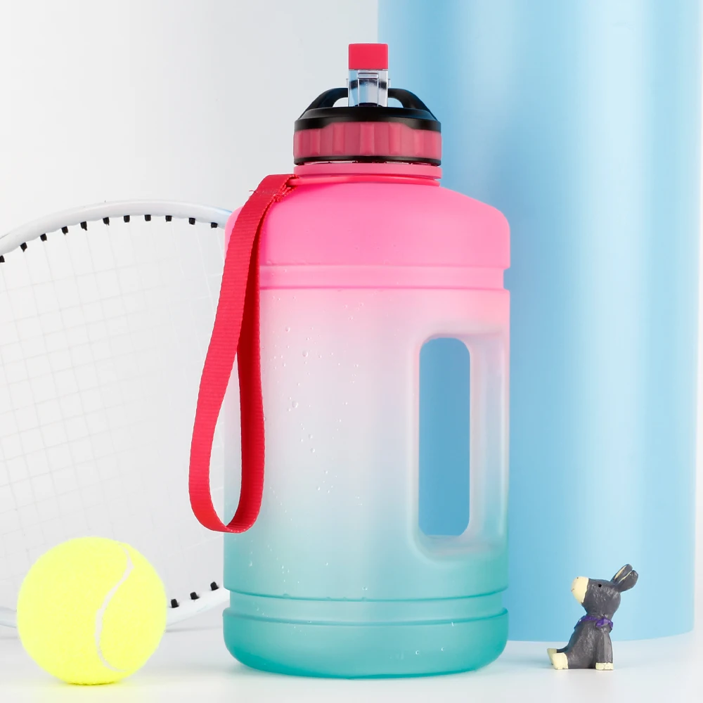 Plastic Bpa-Free 2.2 L Water Bottle with Straw Leakproof and Handle