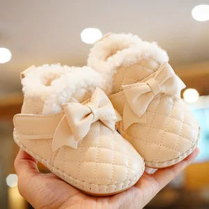 Children's Autumn and Winter Princess Shoes Plush Velvet Warm Thick Cotton Shoes Children's Snow Boots 0-1 Years