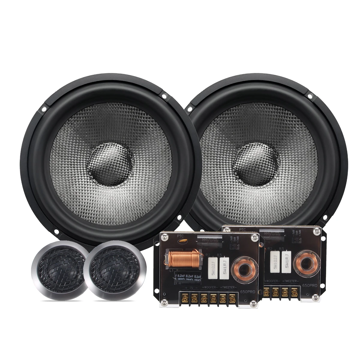 High End 6.5 Inch 2-way Component Car Speaker Carbon Fiber Cone 4ohms Speakers Car Audio System Sound