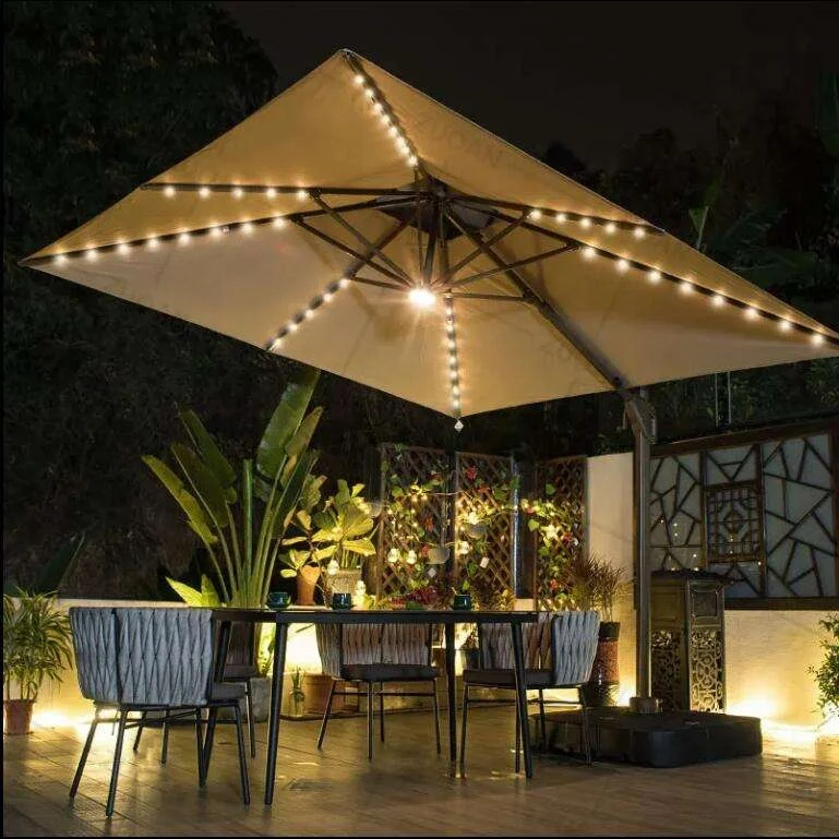 280 Grams Canopy Polyester]Wholesale 12ft Solar LED Parasol &150kg Wheels  Base Outdoor Cantilever Patio Garden Umbrella| Alibaba.com