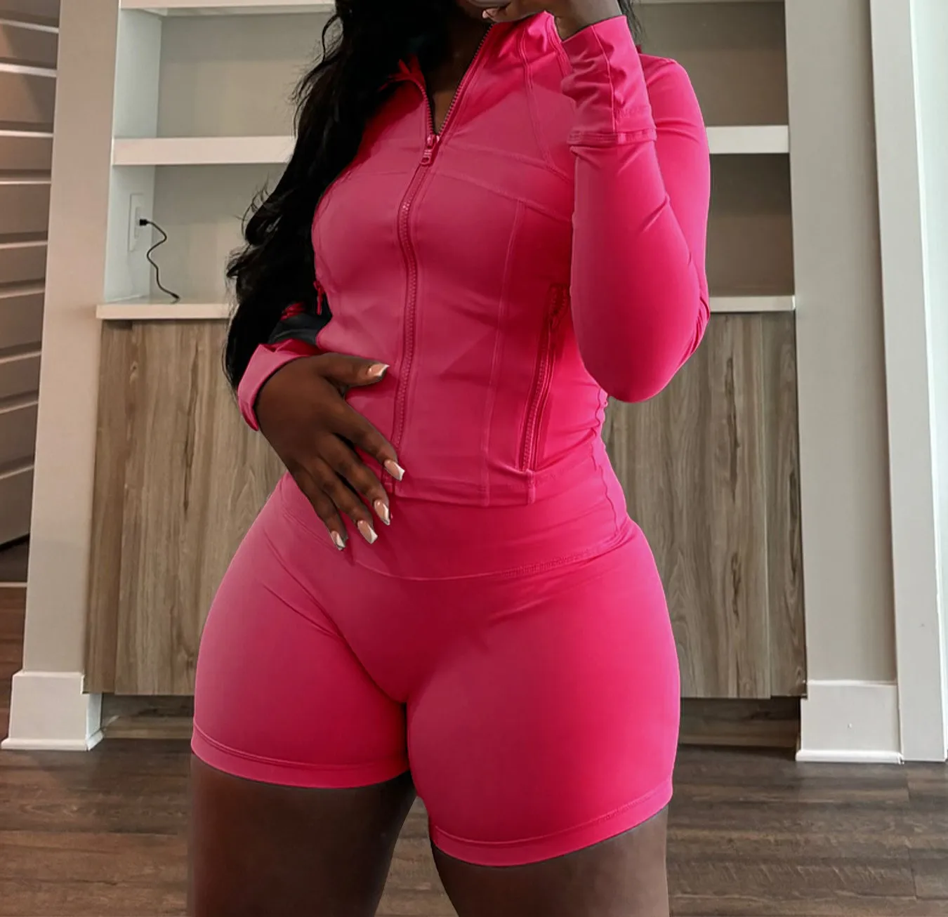 Peeqi HR24068 Autumn Fashion Workout Tracksuit for Women