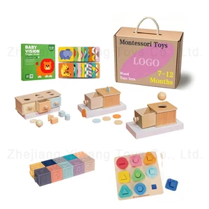 0-36 Months Montessori Box Sets Sensory Sorter Match Cognitive Learning Card Wood Busy Cube Educational Toys for Kids Boys Girls
