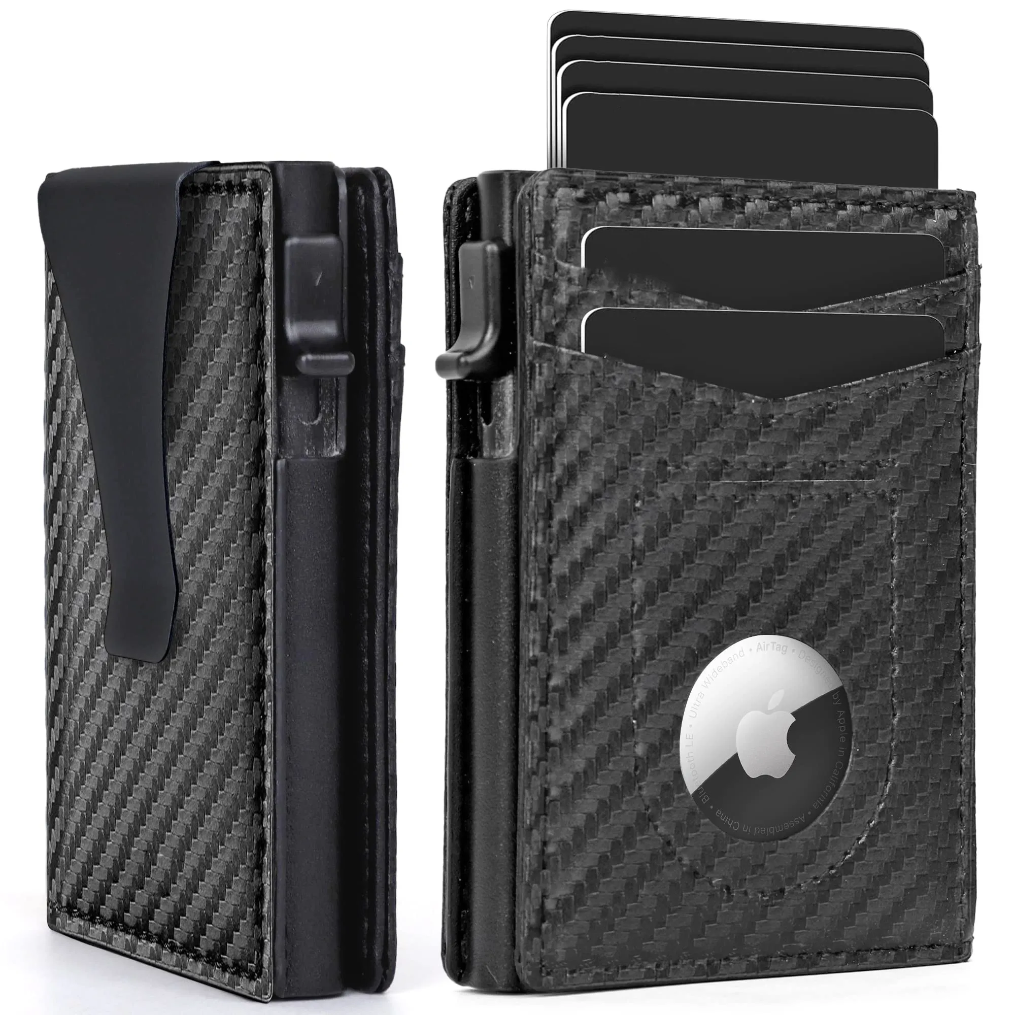 Pop Up Wallet Slim Card Holder Rfid Blocking Aluminum Leather Smart ...