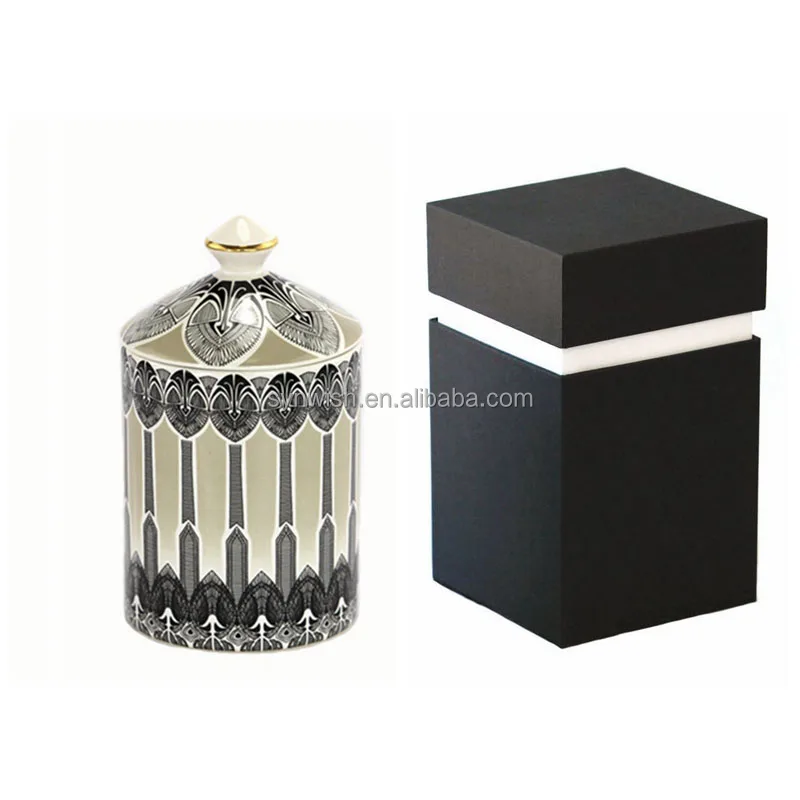 Custom Luxury Design Porcelain Empty Candle Jars Ceramic Candle Container With Lid in Bulk Clay Candle Jar details