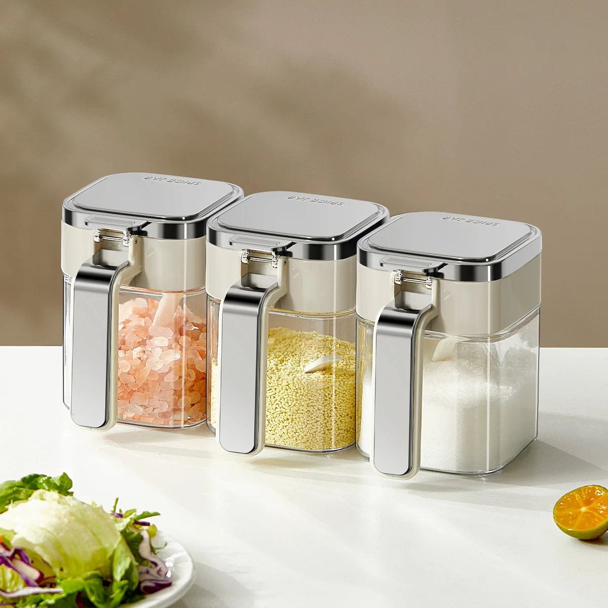 Square Food Seasoning Storage Box Clear Condiment Canister