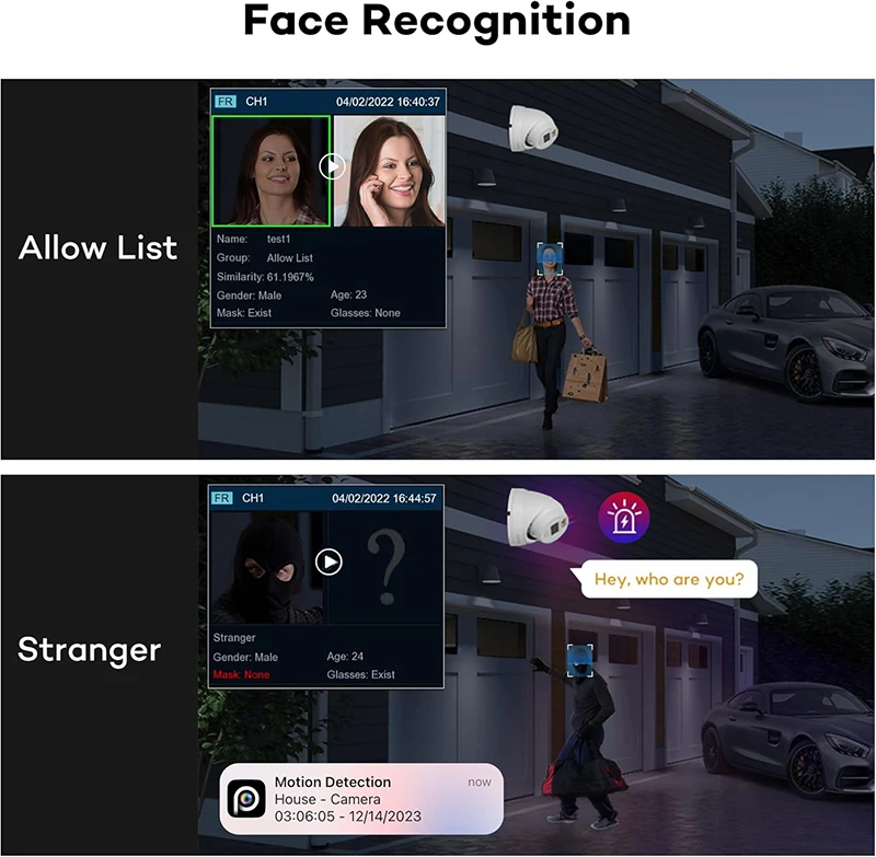 Smart 5MP Face Detection Facial Recognition People Counting Intrusion Vehicle Detection AI Camera IP 4CH 8CH POE Camera System