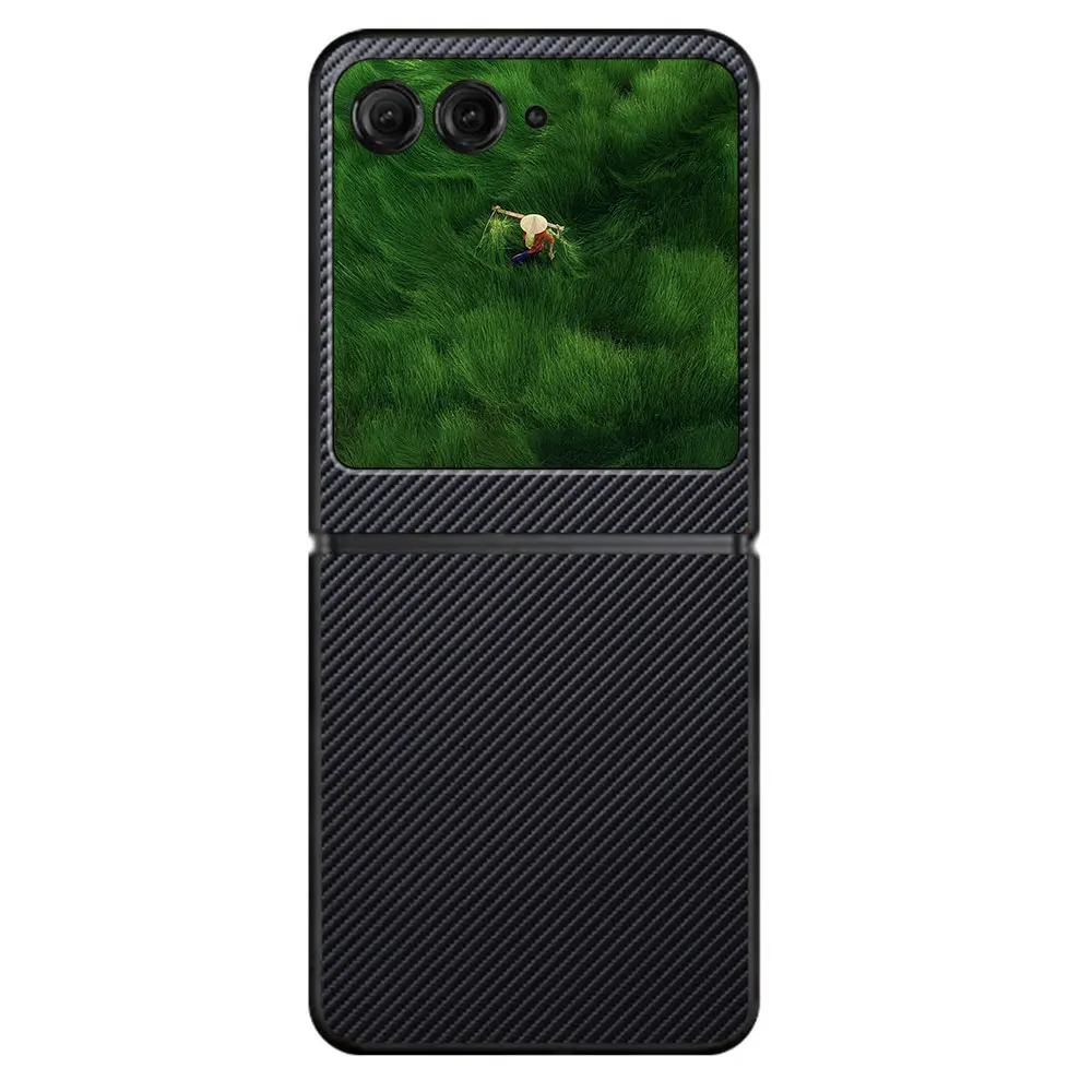 Laudtec Sjk691 Carbon Fiber Texture Phone Case Simple Business Anti-Fingerprint Skin Friendly For Motorola Razr 50 Ultra