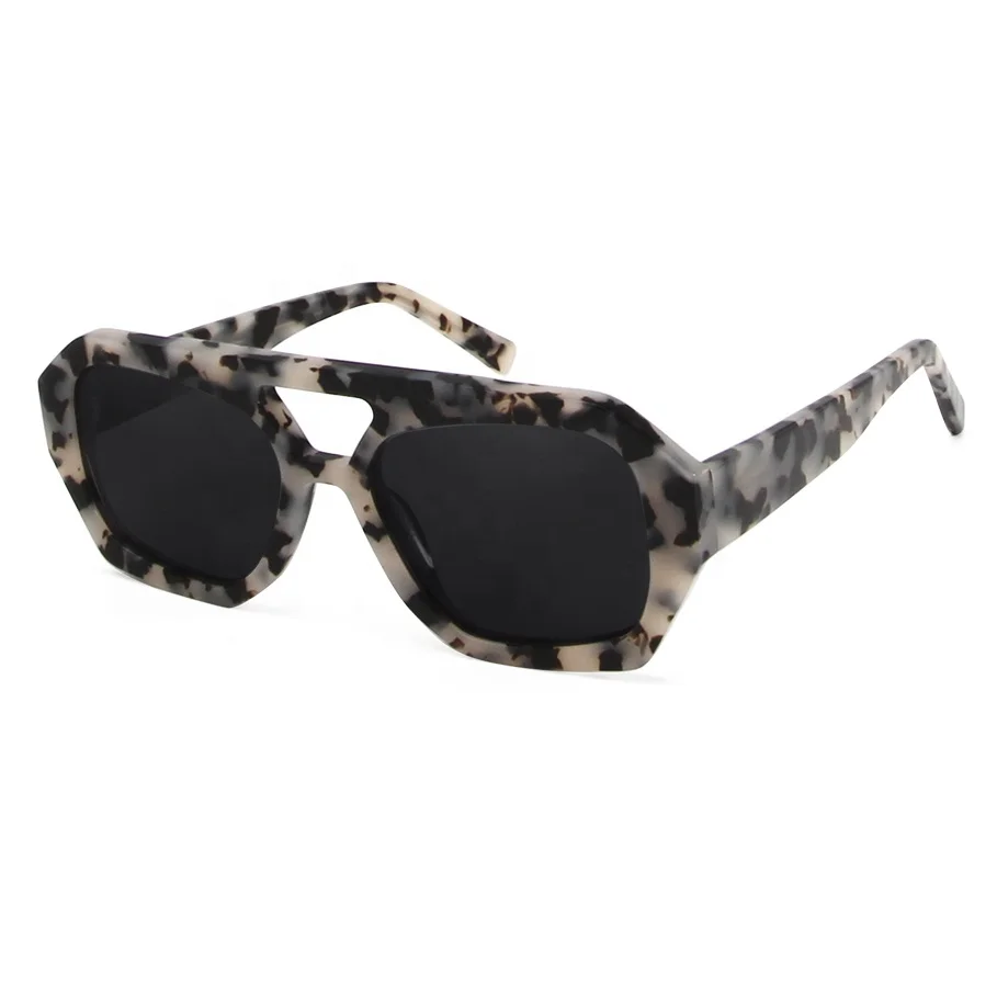 VEH Brand Designer High Quality Acetate Vintage Sunglasses Women Polarized Sun Glasses for Men Double Bridge Oculos Gafas De Sol