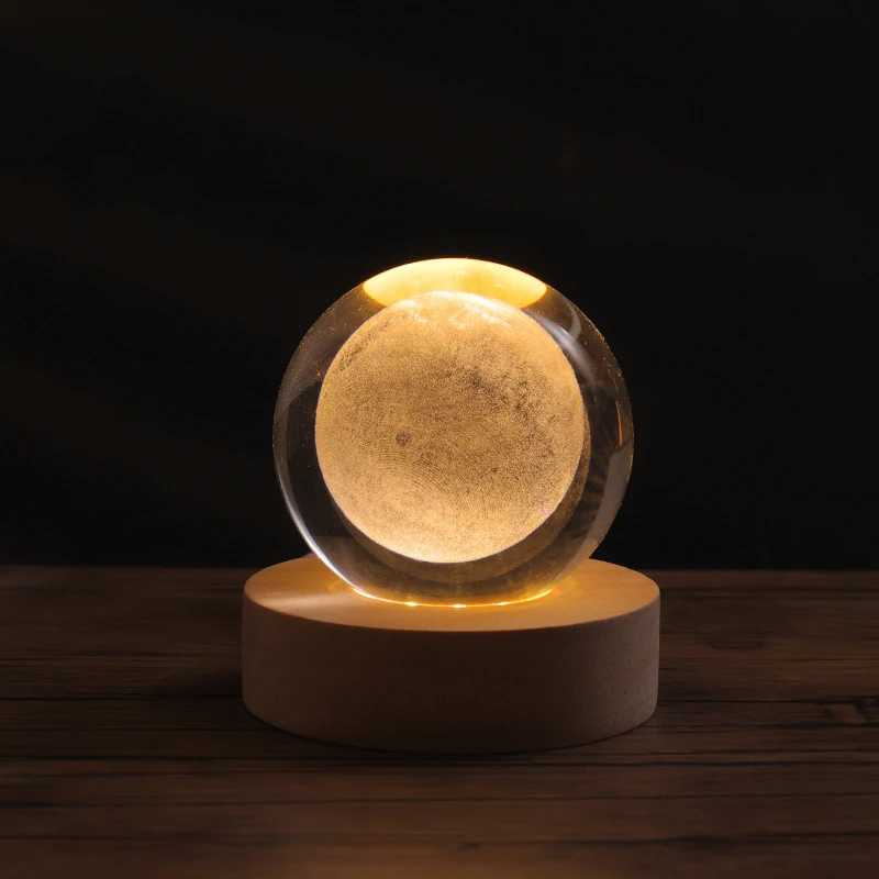 Solar System Led Night Lights 3d Luminous Crystal Ball Decoration Art Crystal Ball Night Lamp