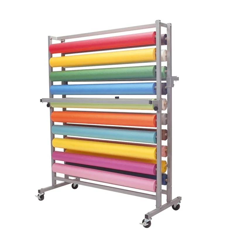 Custom Metal Fabric Roll Display Rack Waterproof Fabric Roll Storage ...