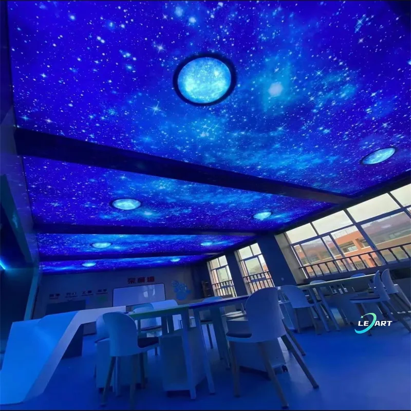 LeArt Easy Install Custom Decorative Pvc Translucent Dynamic Lightbox with Picture Stretch Ceiling