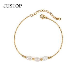 Wholesale Custom PVD 18K 24K Gold Natural Pearl Shell Freshwater Earrings Bracelet Fashion Jewelry Pearl Cross Necklace