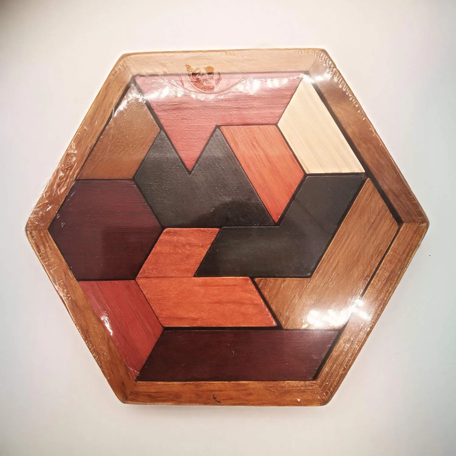 customized hexagon tangram classic chinese handmade wooden