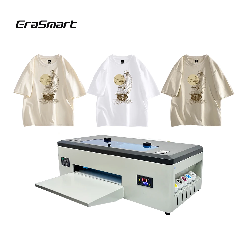 Erasmart Small Desktop Roll to Roll Portable Fabric Printing Machine Digital Inkjet A3 Dtf Printer 1390 Head for T Shirt