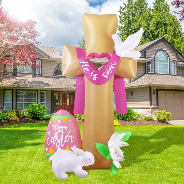 Ourwarm 8ft Easter Decoration Cross Egg Bunny Easter Inflatable