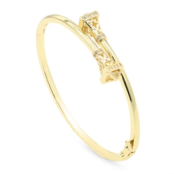 Wholesale 14K Gold Plated Geometric Bracelet Luxury Vintage Brass with Zirconia Classic Style for Weddings and Parties