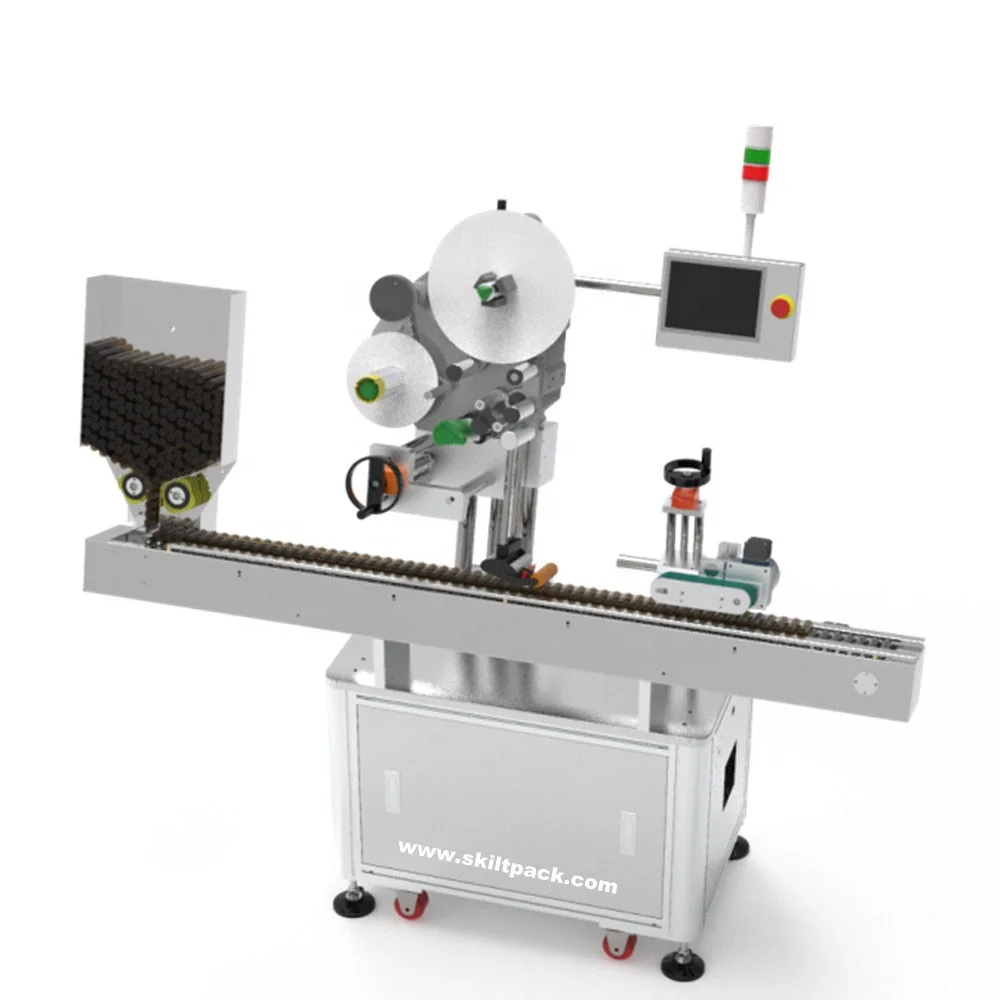 SKILT 1998 Manufacturer Automatic Tube Labeling Machine Metal & Glass Tube Label Applicator with Feeder Printer