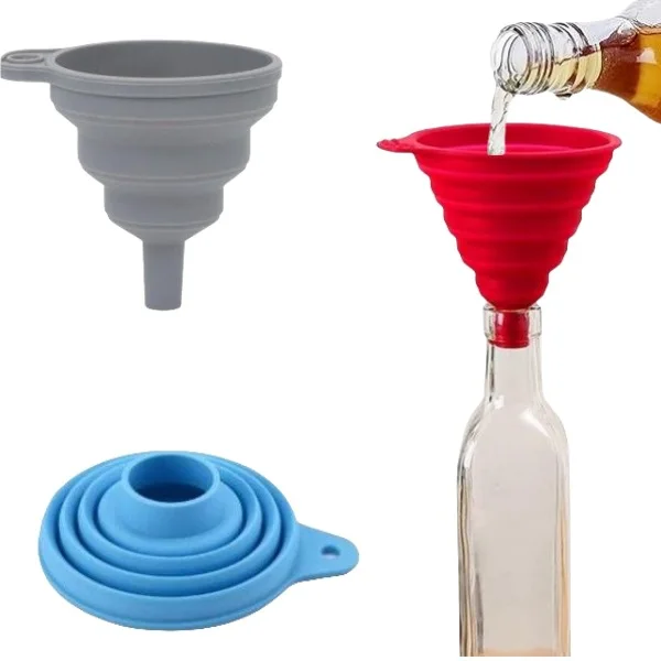 product wholesale custom silicone kitchen utensils creative retractable portable foldable funnel large medium small sizes for home use-2