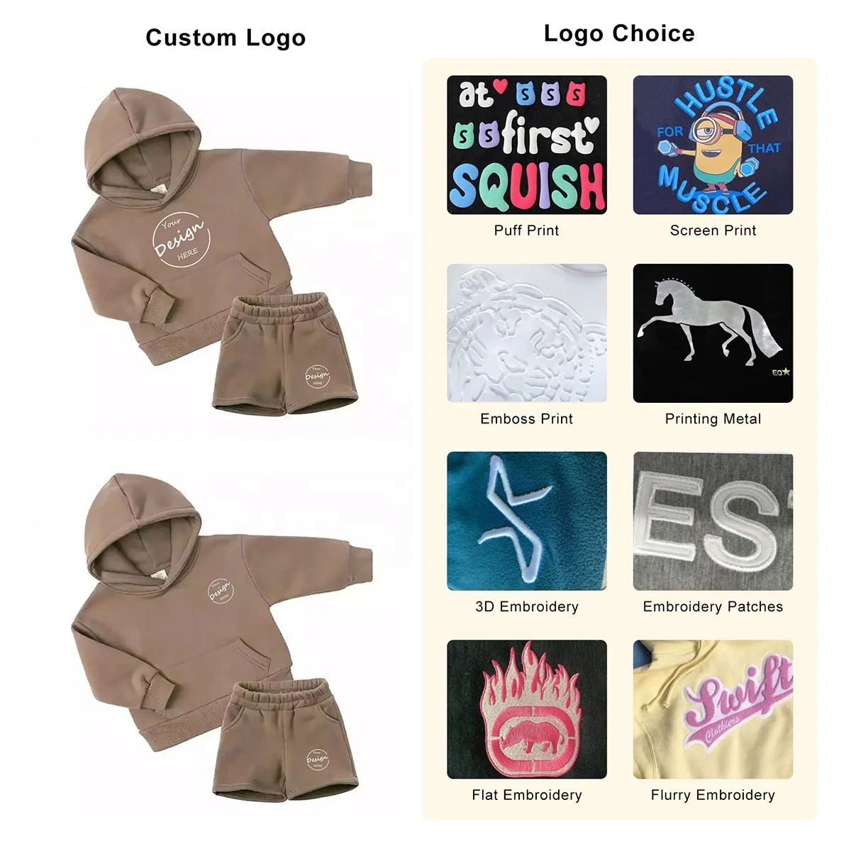 New Spring High Quality Cotton Fleece Pullover Men’s Hoodie and Shorts Sets Screen Print Hoodies