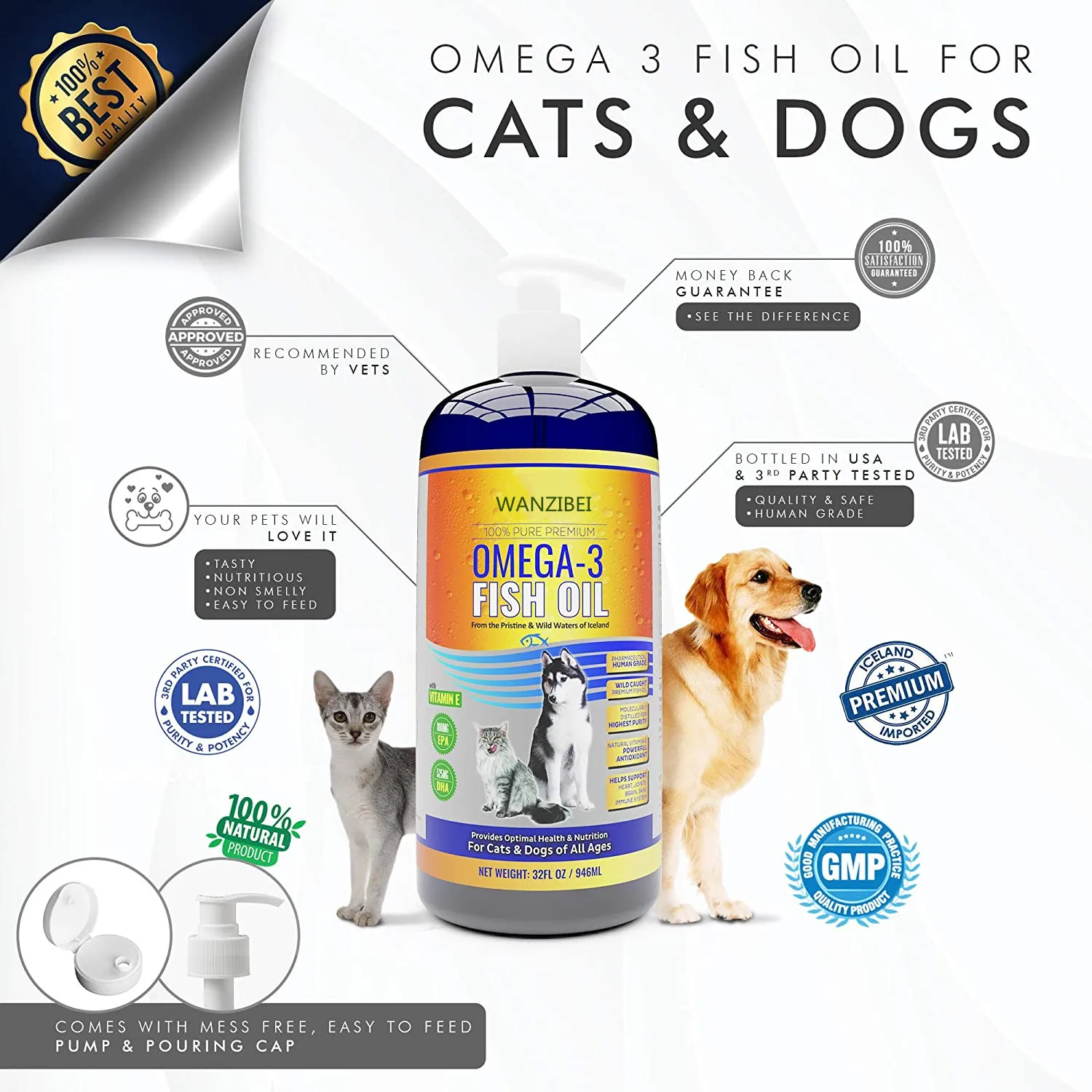 WANZIBEI 포함 100% 순수 천연 오메가 생선 오일 개 최적의 영양