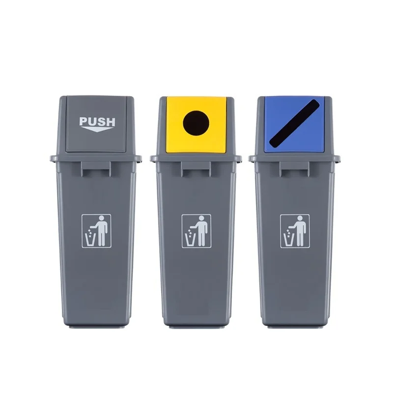 60L Plastic Waste Sorting Bin Indoor Recycle Bin with Different Covers