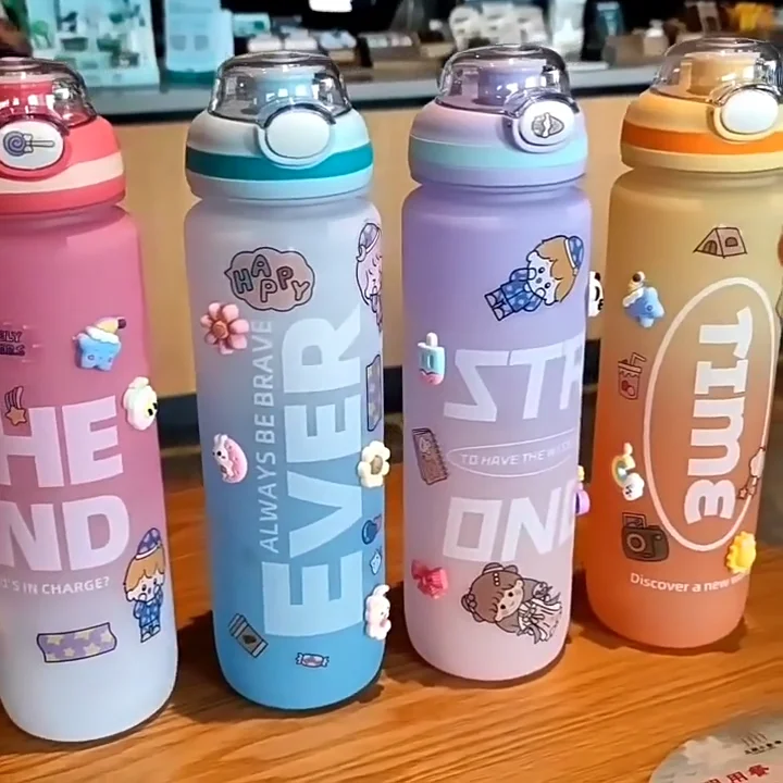 Zogift Space Water Bottle Simple Drink Cup With 3d Stickers And Rope ...