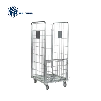 710x800xH1800 Metal Storage Collapsible Roll Cage Container 4 sided Roll Cage Metal Pallet Trolley for laundry hospital