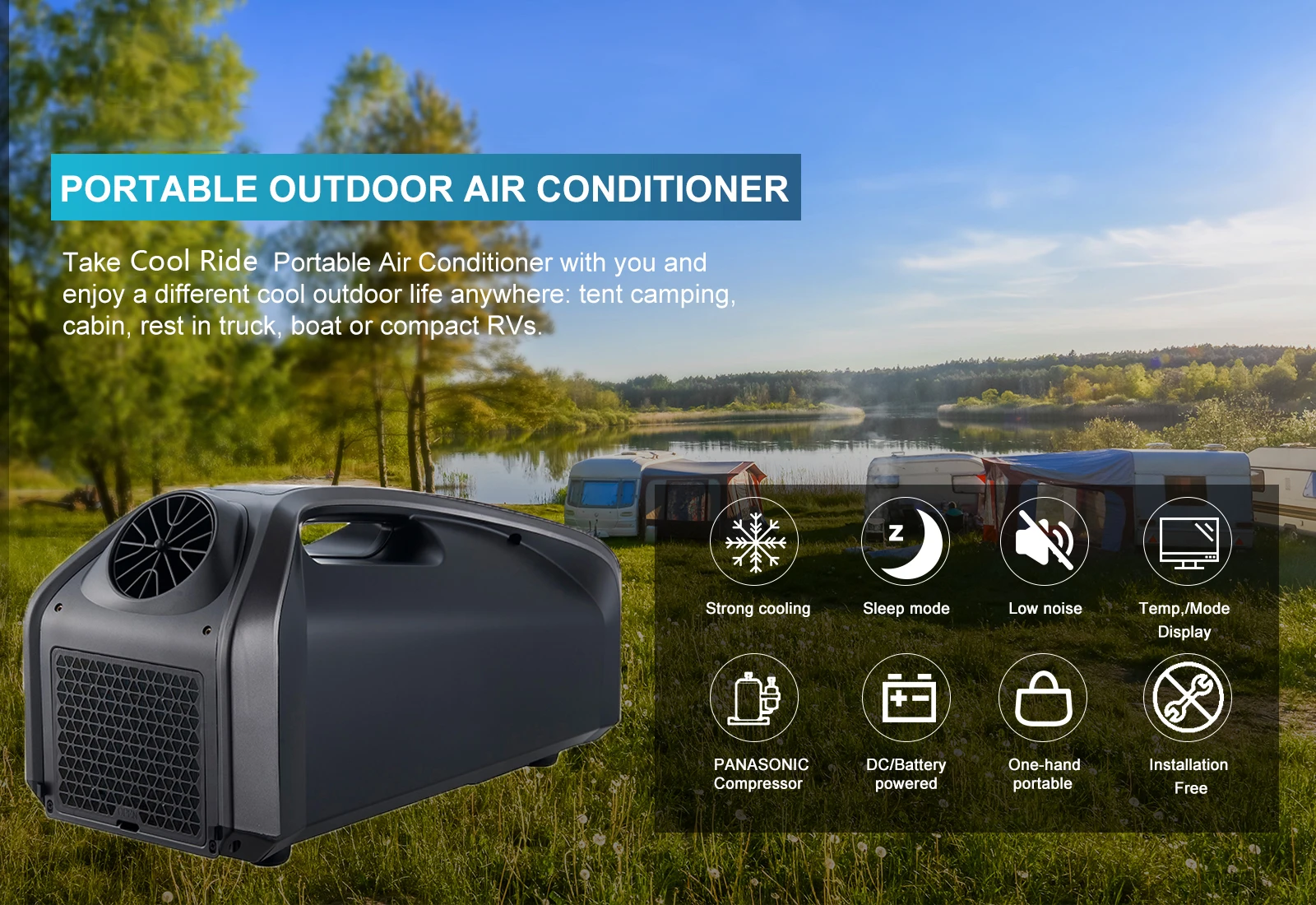 Portable Camping Air Conditioner Outdoor Aircon Dc 12v 24v Car 250w