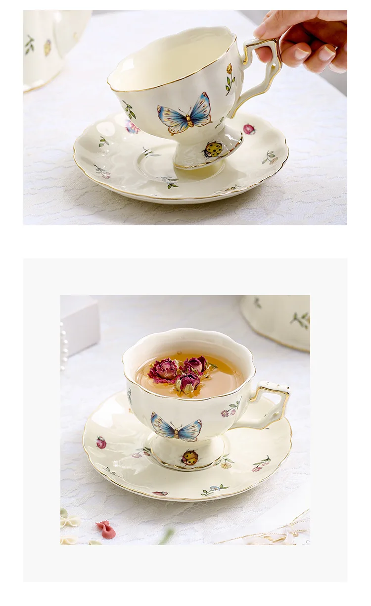 product french court style coffee cup with gold rim ceramic european english afternoon teapot and tea coffee cup saucer-55