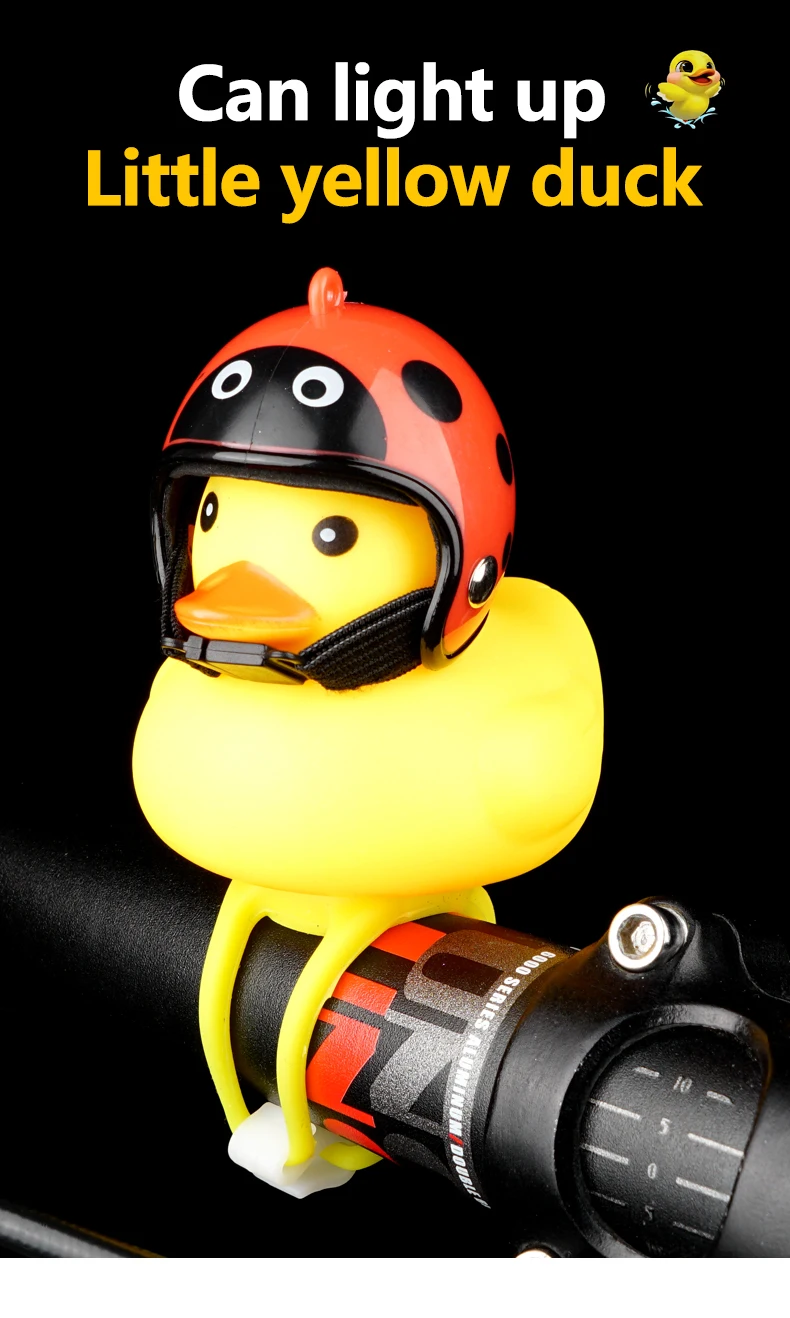 Bicycle Warning Light Cartoon Duck With Helmet Yellow Duckling Shape ...