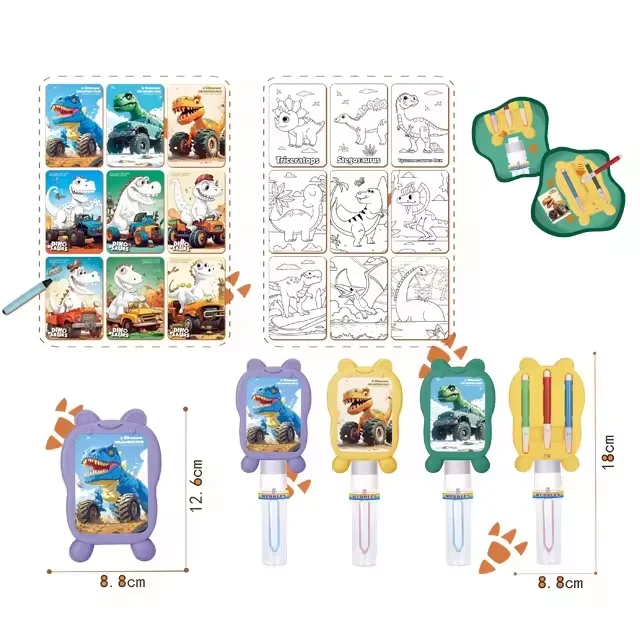 Huiye 2 in 1 Dinosaur Drawing Board Bubble Wand Cool Summer Outdoor Functional Bubble Toy Kids Mini Handheld Blowing Bubble Toys
