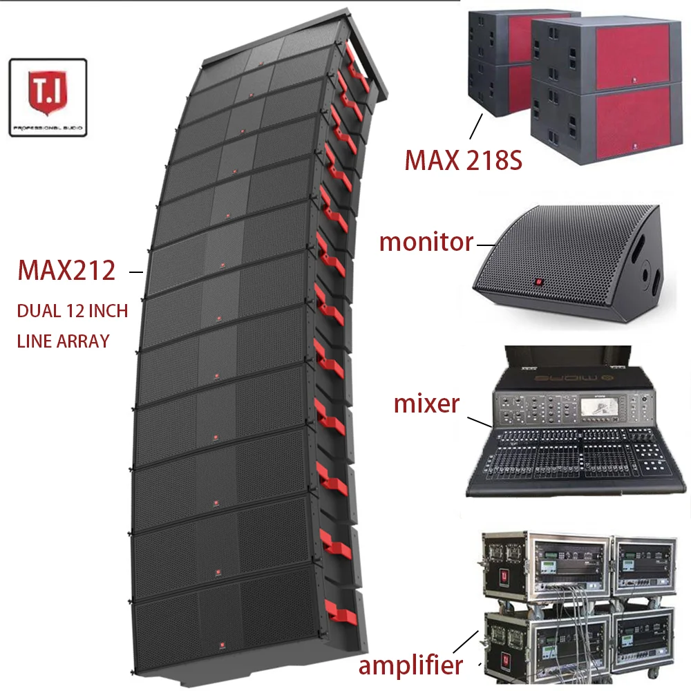 Max212 Professional Passive Sound System Dual 12 Inch 3 Way Line Array Speakers Top Pro Audio Equipment