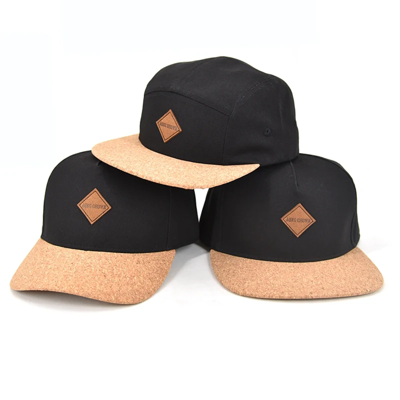 Custom Kork Logo Snapback Hut mit flacher Krempe und Riemen hinten
