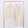 Bone-white slim-fit sweatshirt and sweatpants set